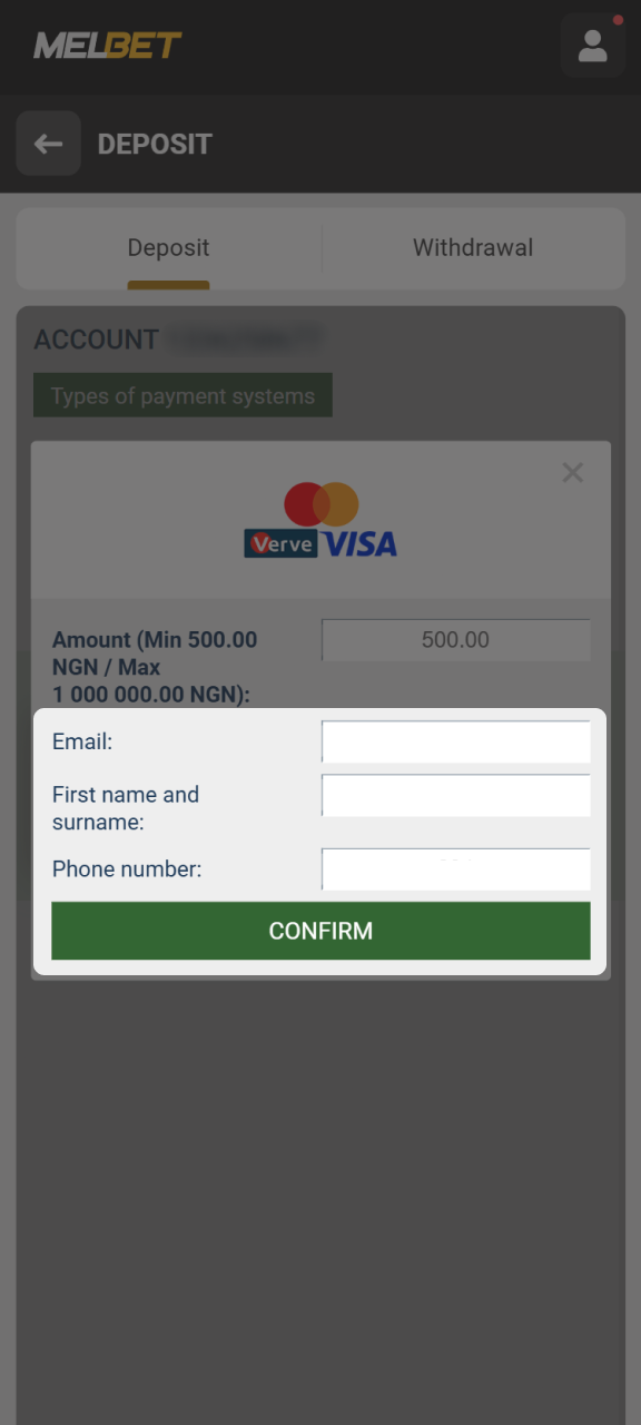 Fill in the other information required by Melbet web platform.