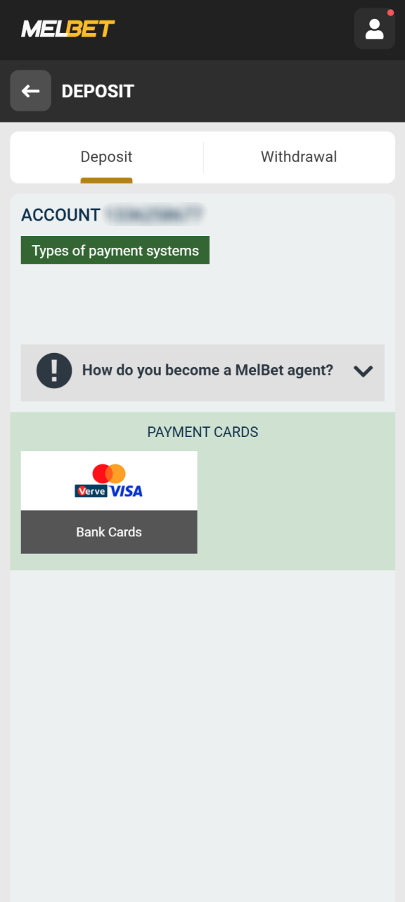 Select a comfortable payment method avaliable at Melbet Nigeria.