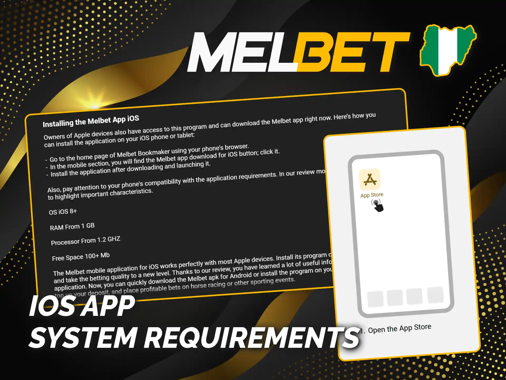 Learn about iOS sytem requirements to install Melbet app today.