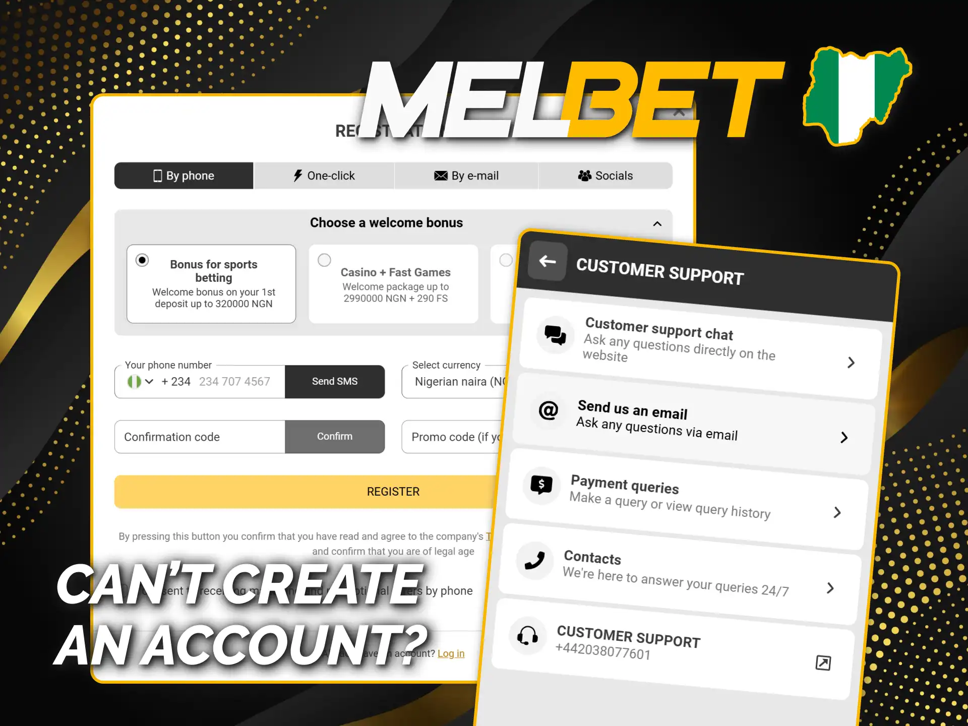 Contact Melbet official live support for account creation help.