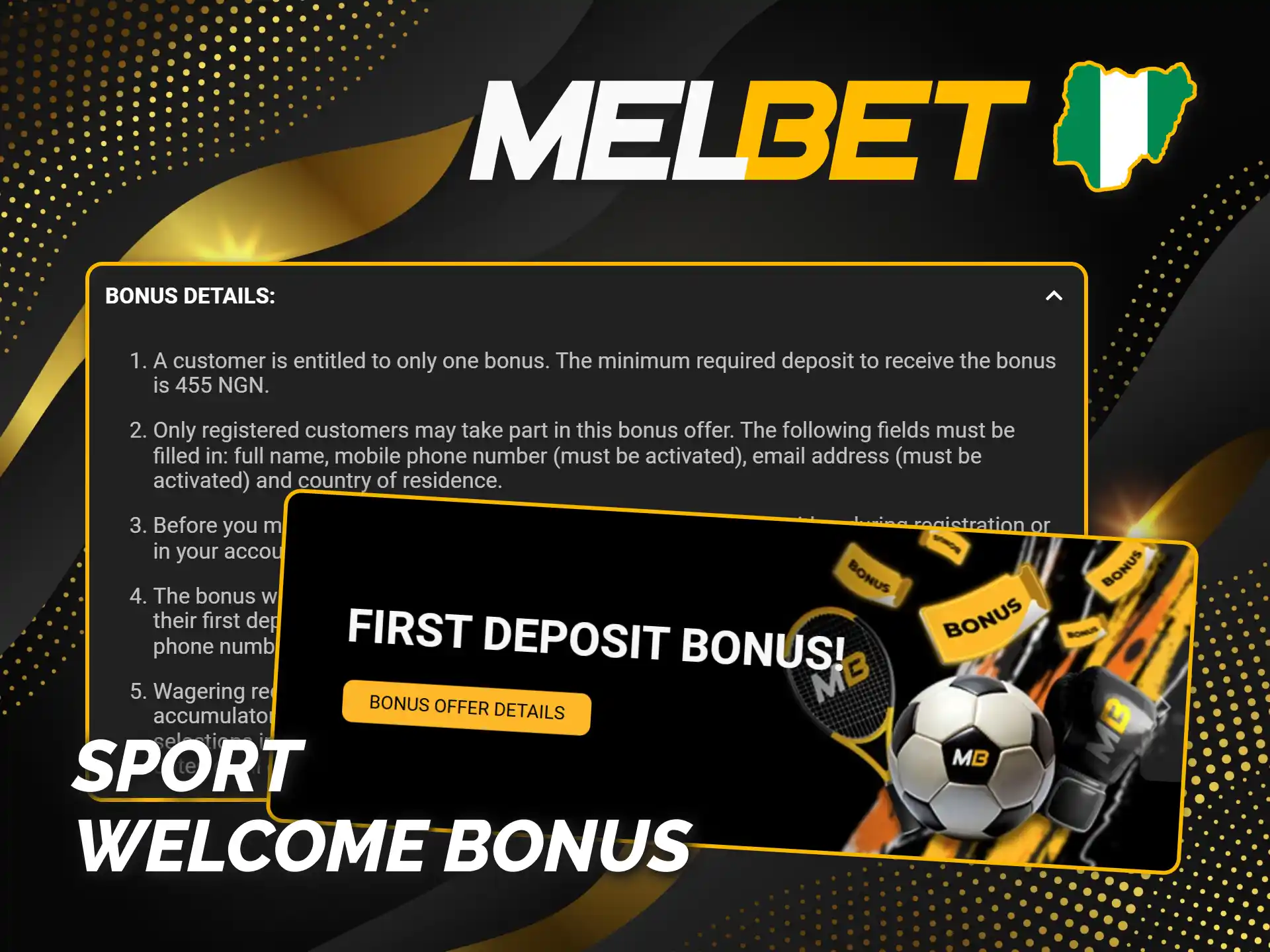 Register and claim your Melbet Nigeria official sports welcome bonus.