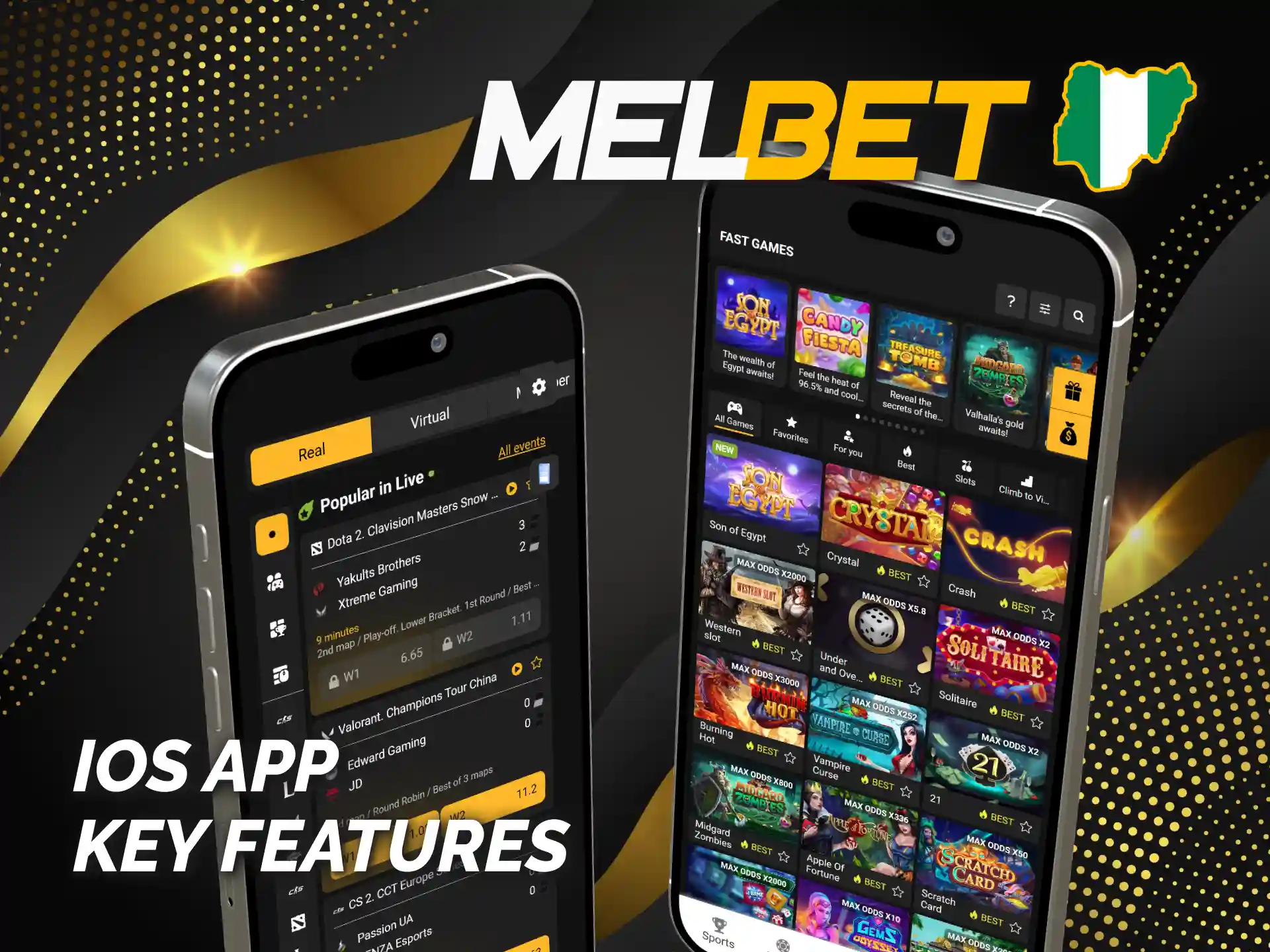 Enjoy all markets and casino games in Melbet iOS app.