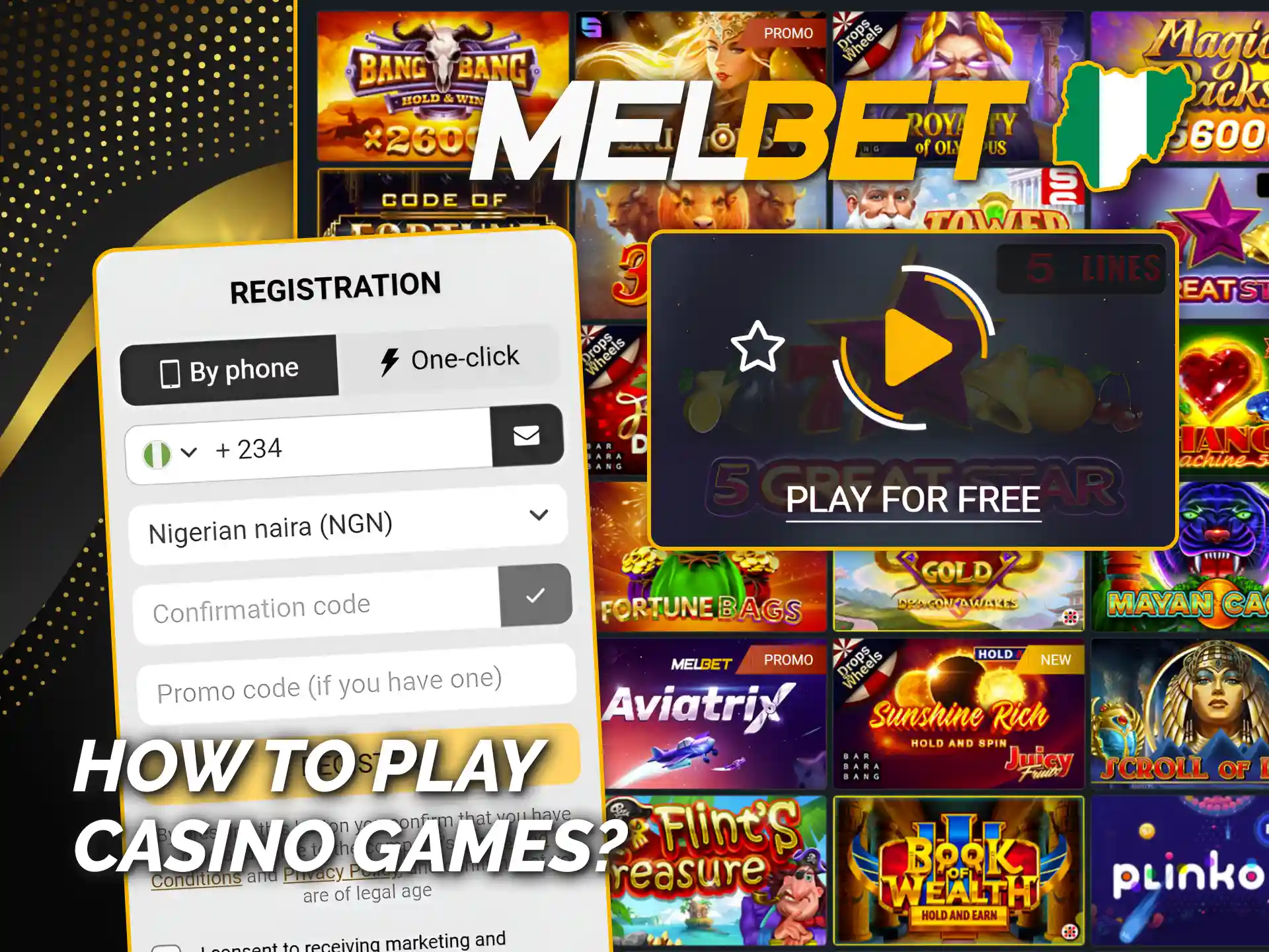 Register and enjoy Melbet casino games as a new user.