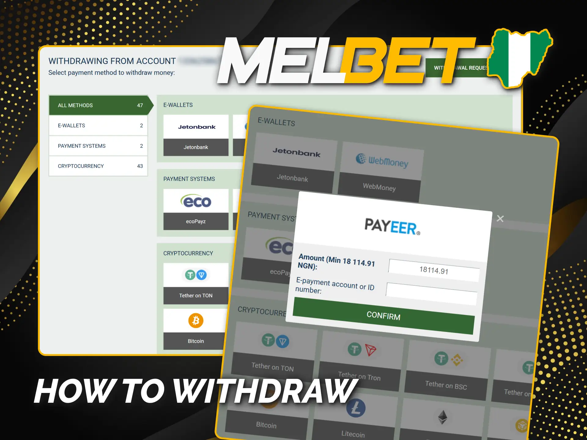 Verify identity to easily cash out from Melbet Nigeria official.