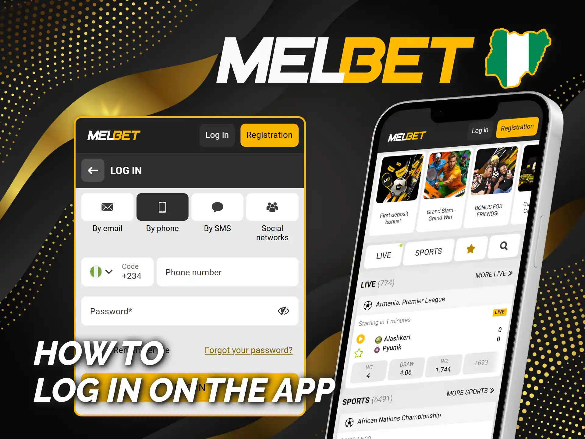 Start betting by logging in to Melbet Nigeria official app.