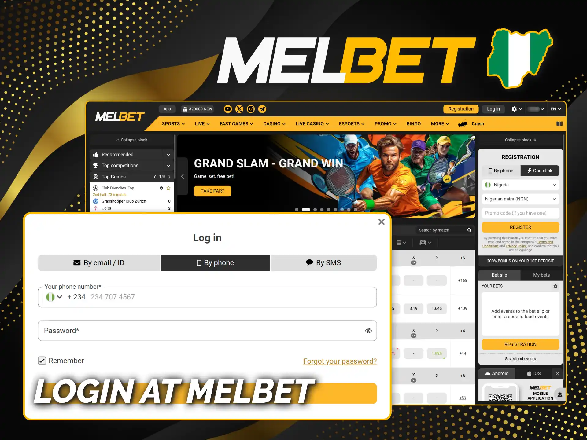 Log in and access Melbet Nigeria via website or app.