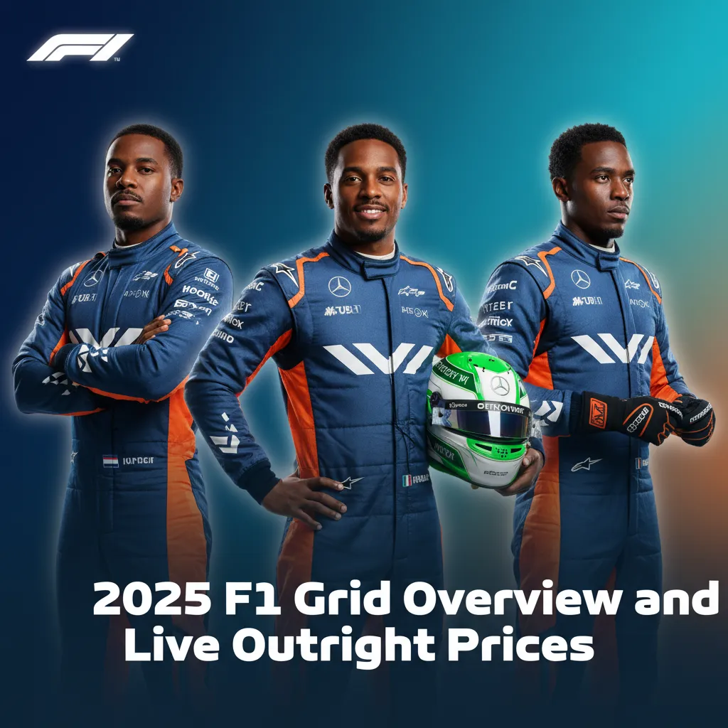2025 F1 grid: teams and drivers with live outright odds in app; some seats TBC.