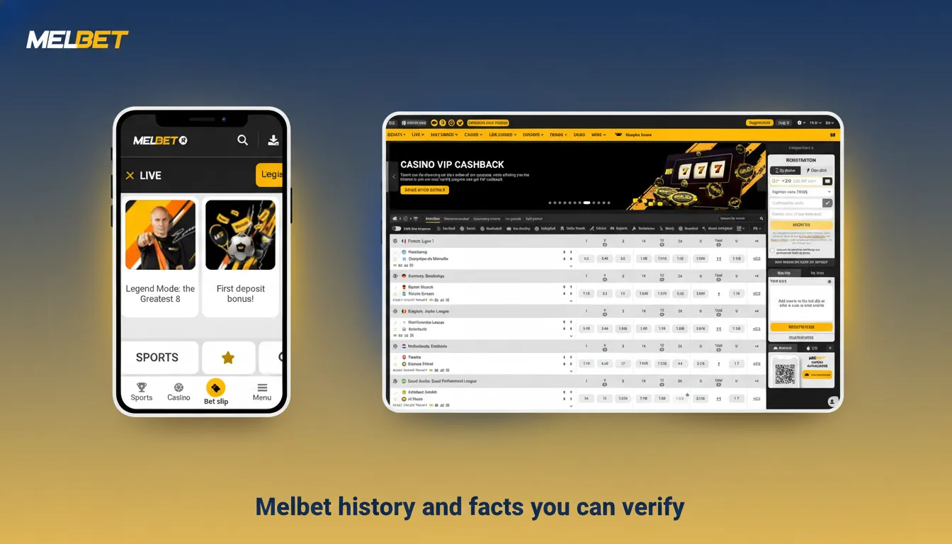 Infographic summarizing Melbet: founded 2012, international licence, EU–Caribbean structure, Nigeria promos and oversight.