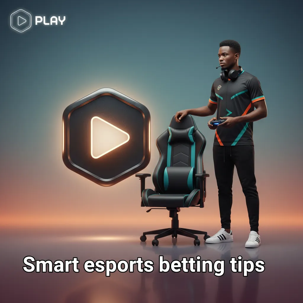 Infographic titled 'Smart esports betting tips' with a checklist on budget, research, odds tracking, live bets, and records.