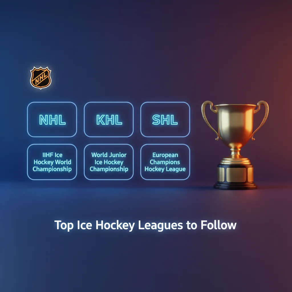 Top ice hockey leagues to follow: NHL, KHL, SHL, Liiga, DEL, IIHF Worlds, World Juniors, CHL.