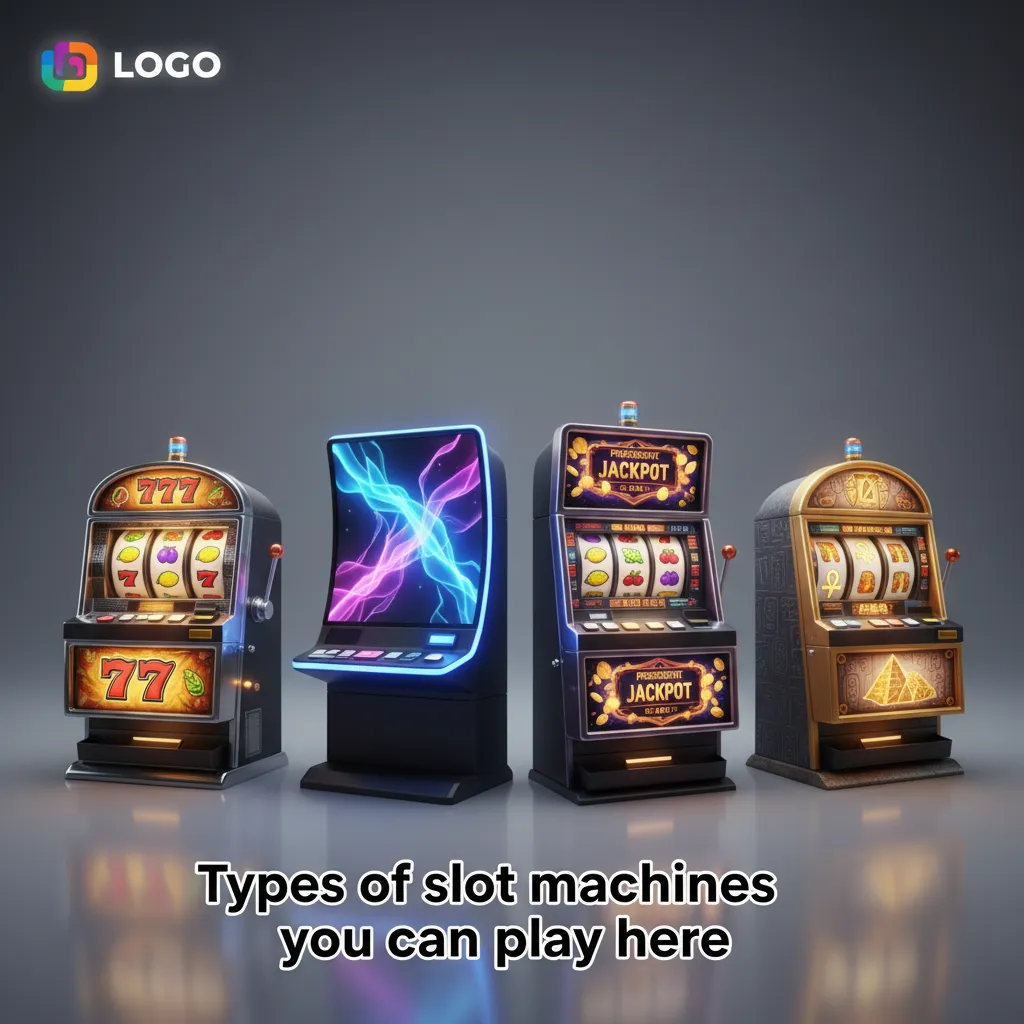 Graphic of slot types: classic 3-reel, video 5-reel, Megaways, Ways-to-Win, Cluster Pays, Hold and Win, jackpots.