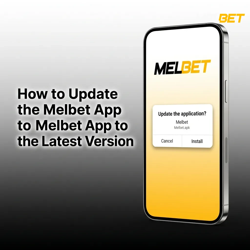 Melbet PWA interface showing automatic update feature with latest betting markets and security improvements on mobile device