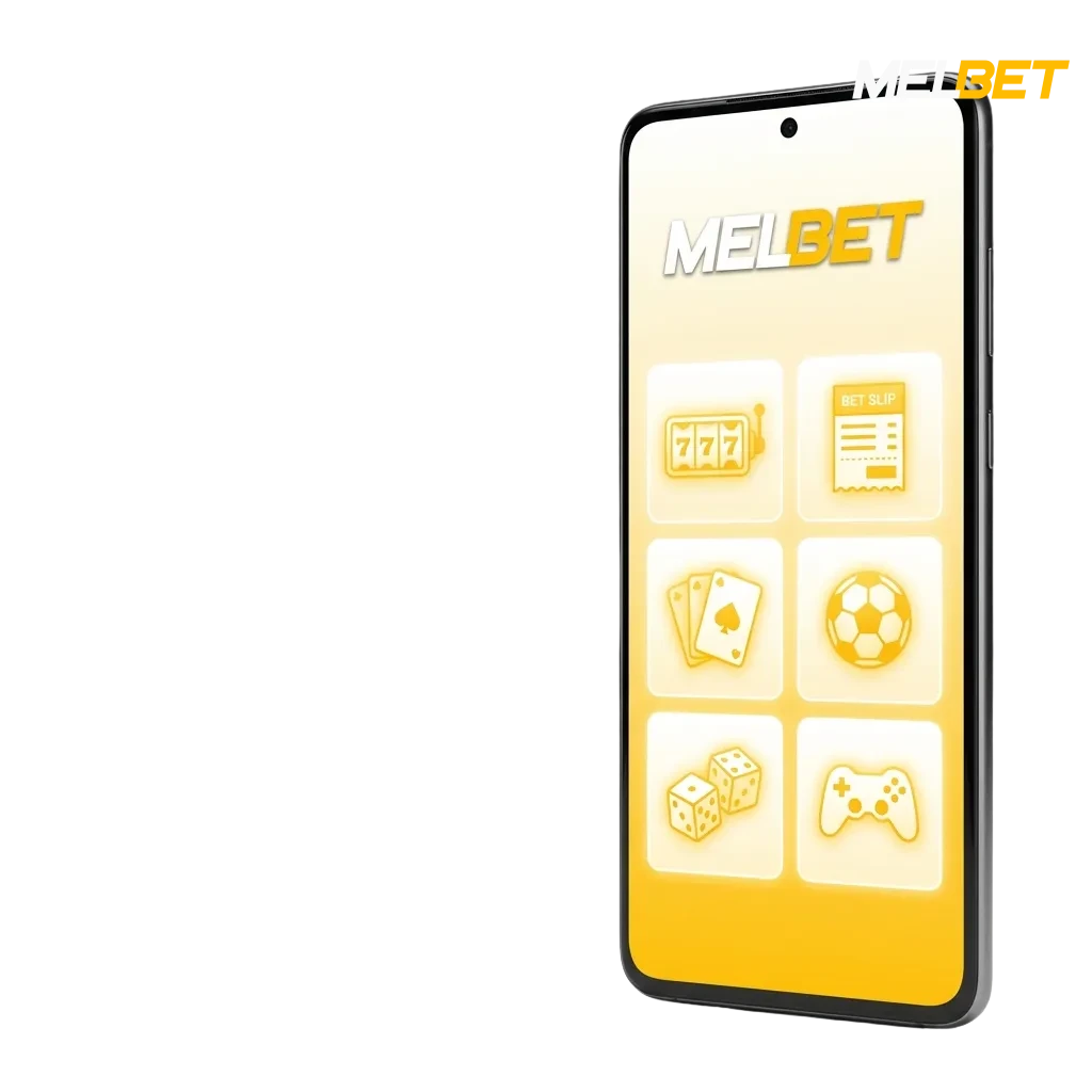 Melbet Android app interface showing mobile betting and casino games options for Indian users