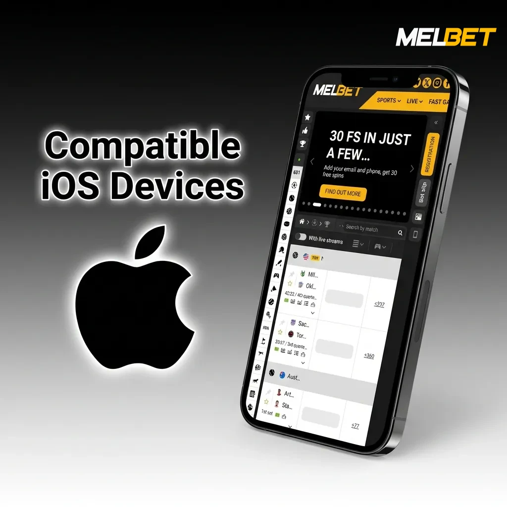 List of compatible iPhone models from X to 15 series and iPad Pro, Air, and Mini devices for Melbet app