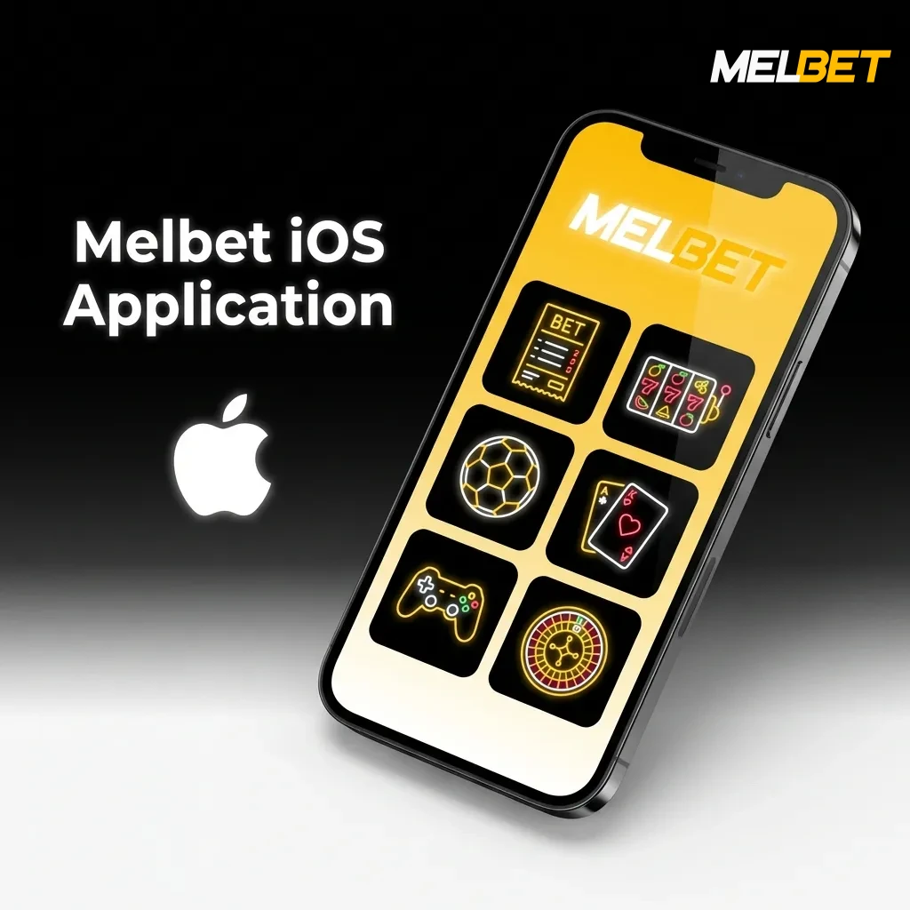 Melbet iOS app interface on iPhone showing sports betting features and casino games with download button