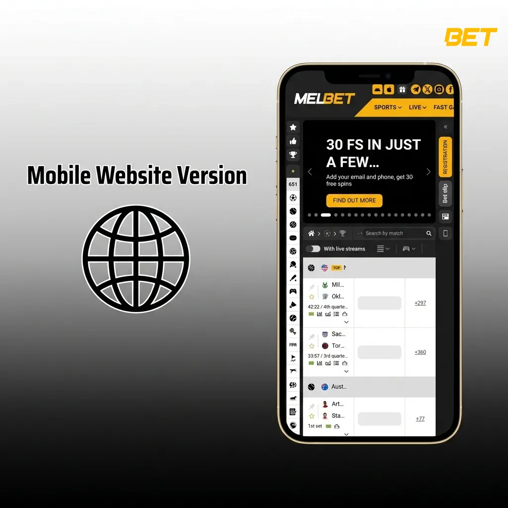 Mobile website interface displaying responsive design across multiple devices with browser-based platform access.