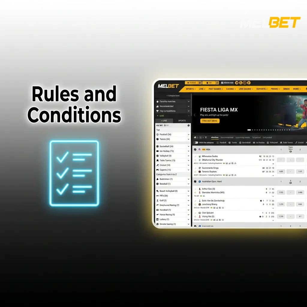 Platform rules page showing account limits, age requirements, betting conditions, and withdrawal verification terms.