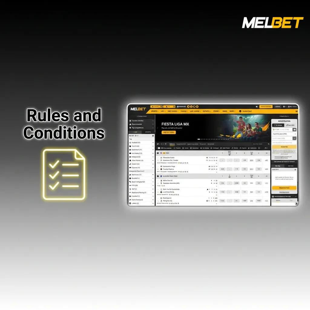 Melbet rules overview: one account per person, age 18+, fair play required, KYC verification, and wagering conditions.