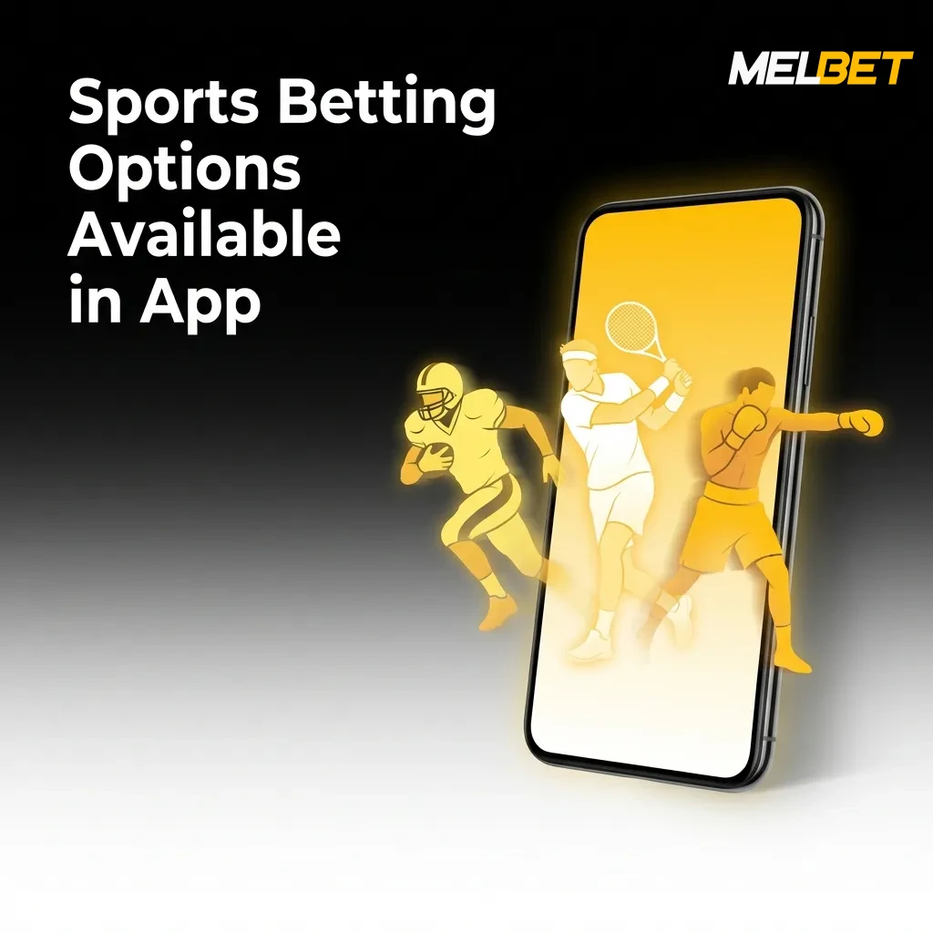 Melbet app interface showing 40+ sports betting options including cricket, football, tennis, and kabaddi markets