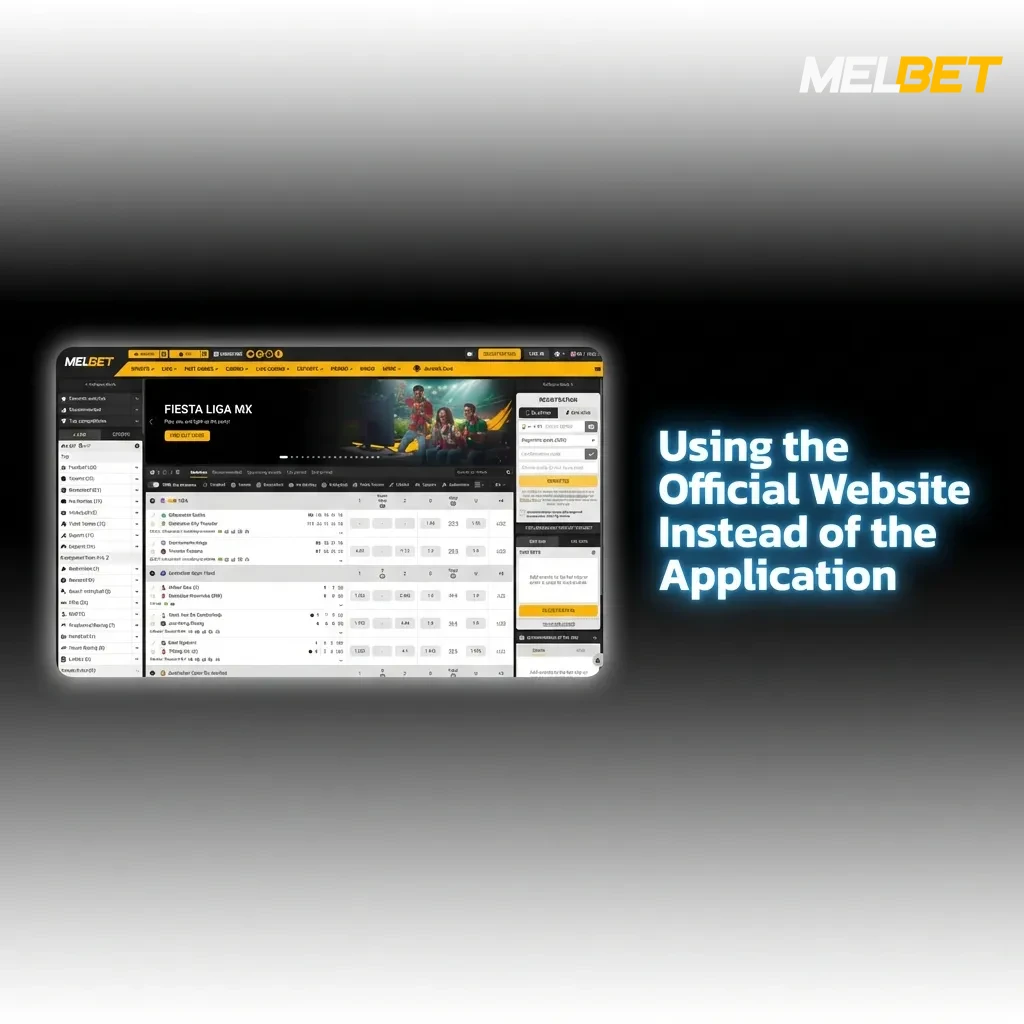 Melbet website displayed on computer screen showing betting options and casino games accessible through web browser