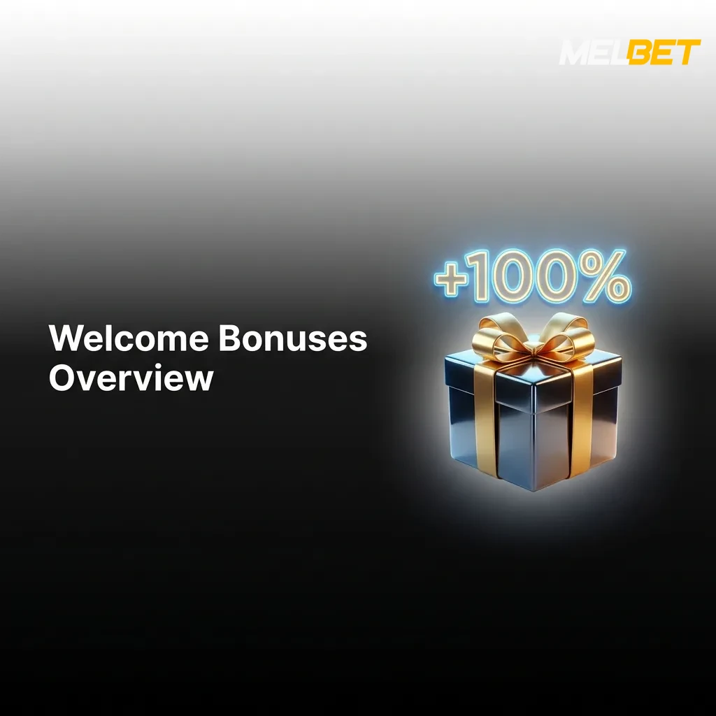 Table showing welcome bonus types with percentages, maximum amounts, wagering requirements, and minimum deposits for new players.