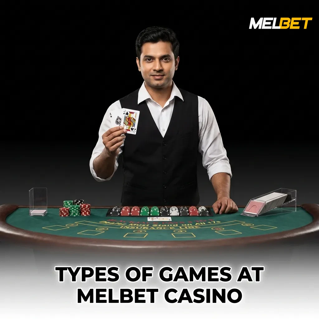 Melbet Casino game categories including slots, crash games, table games, jackpots, Indian card games, and virtual sports